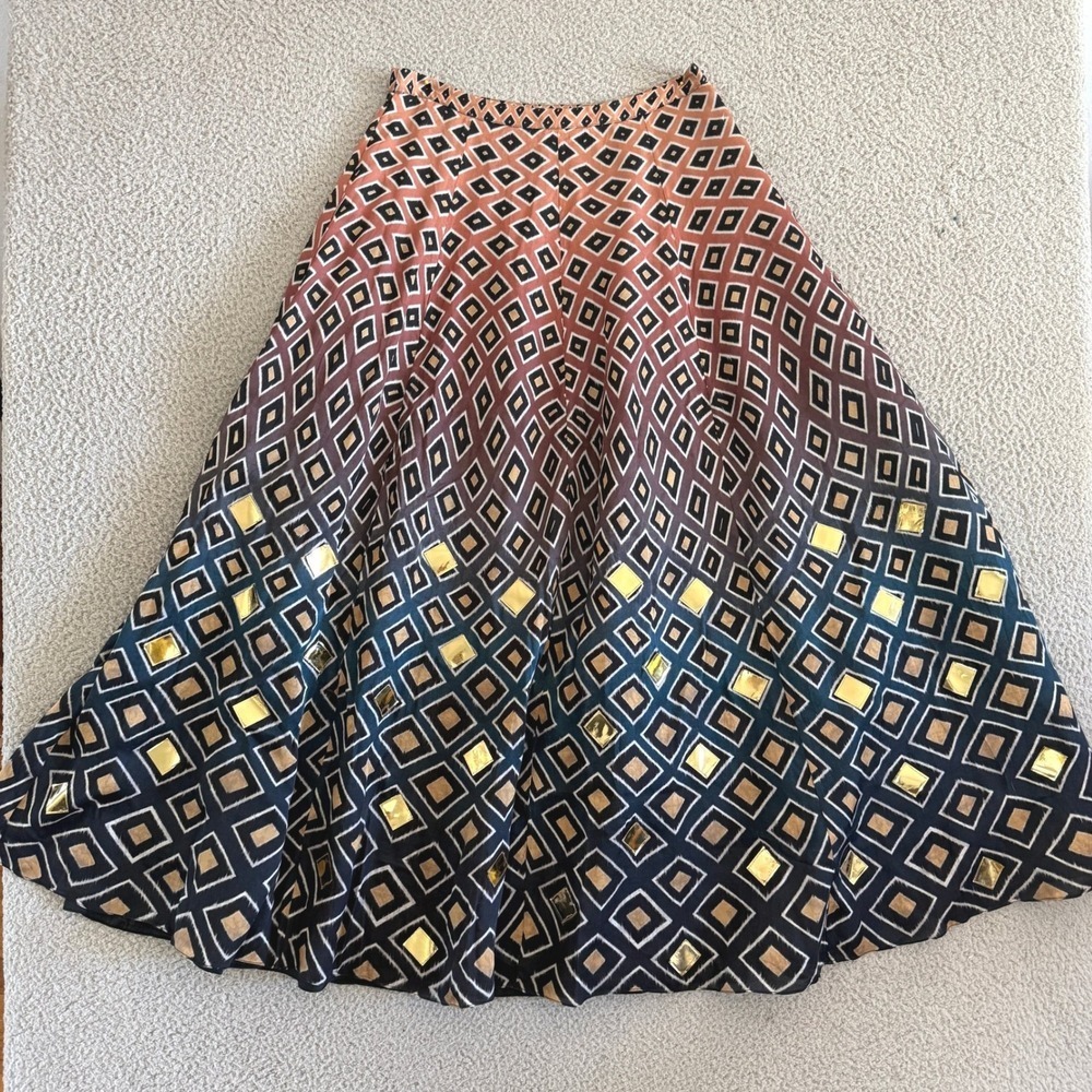 Anthropologie Geisha Designs Diamond Maxi Skirt sz Medium Ombre Geometric